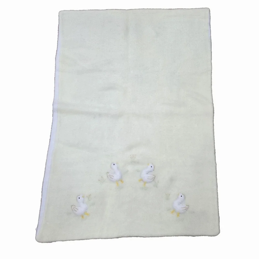 Vintage Trampunto Ducks Baby Blanket Cotton Blend‎ Embroidered Reversible Italy